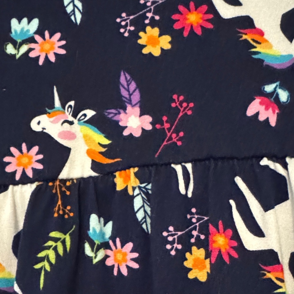 Freestyle Navy Unicorn and Floral Kids Dress - Picture 4 of 4
